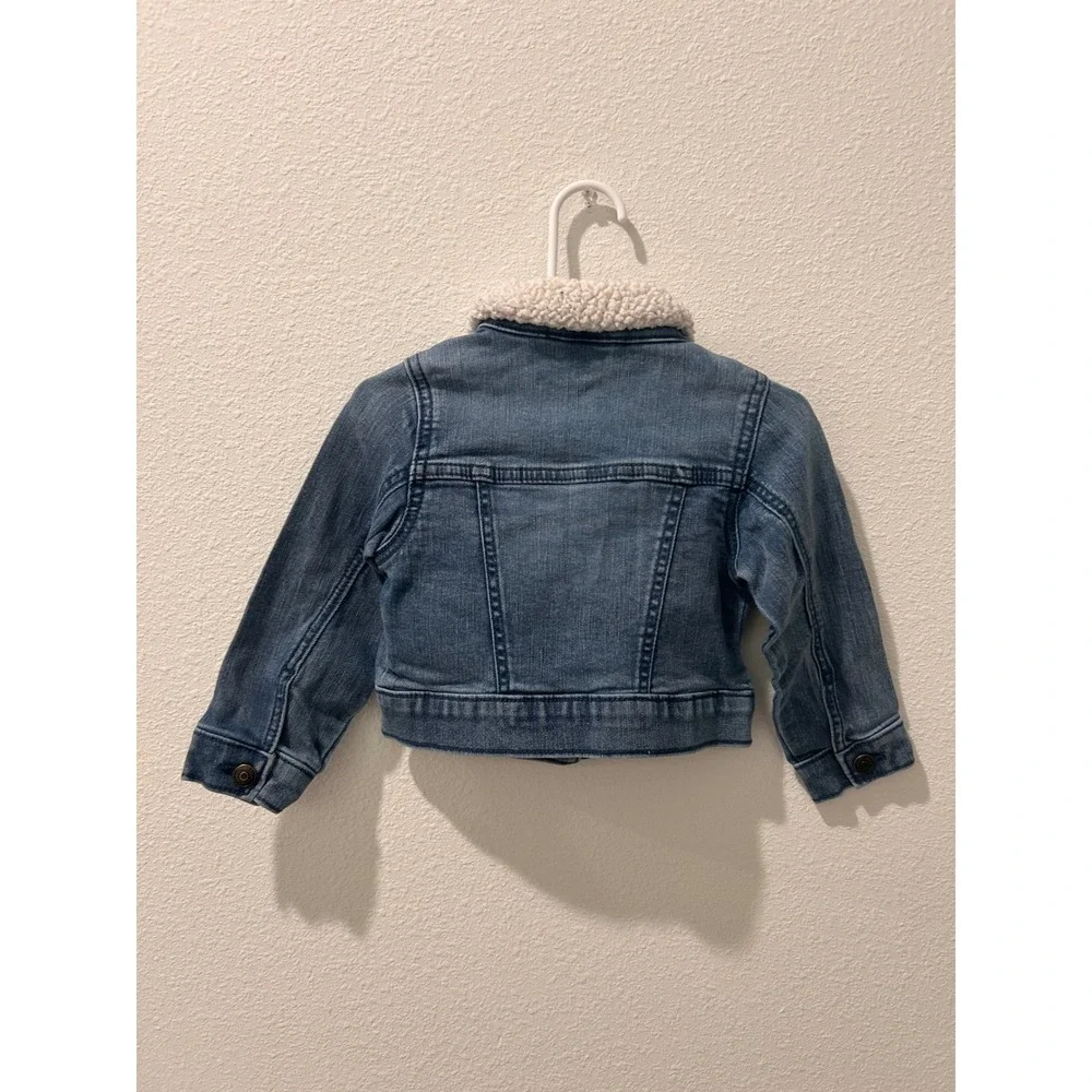 Gymboree Toddler Girls Blue Denim Sunflower Sherpa Collar Jacket 18-24M